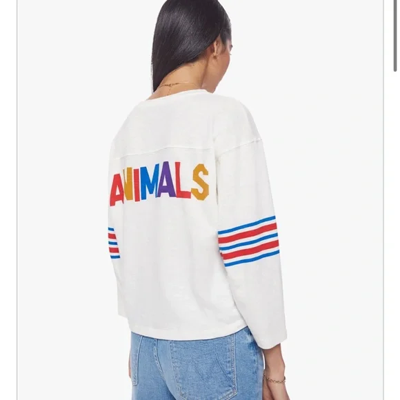 MOTHER White and Blue Jersey Top - Picture 2 of 8